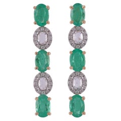 2.65 Carat Clear Zambian Emerald & Diamond Classic Earring in 18K gold