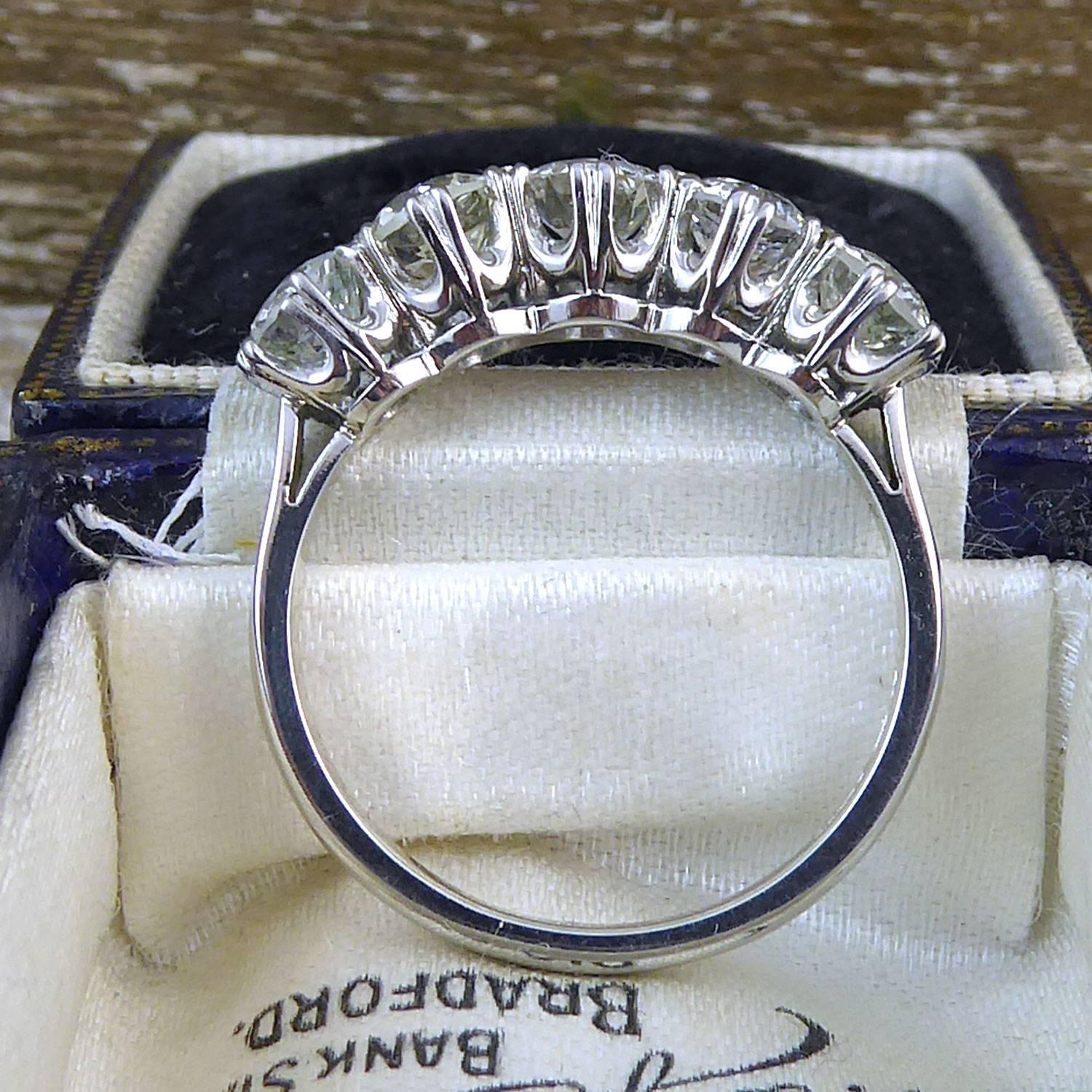 2.65 Carat Diamond Five-Stone Ring, Old Cut Diamonds, Modern Platinum Band 5