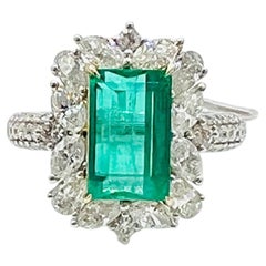 2.65 Carat Emerald and Diamond Ring in 18K Yellow Gold and Platinum
