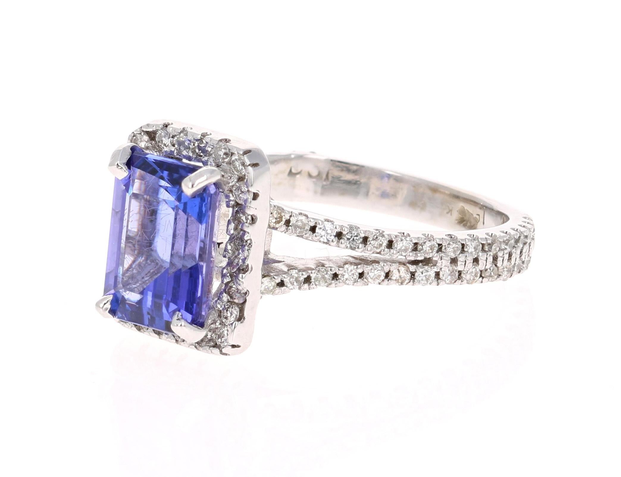 emerald cut tanzanite engagement rings