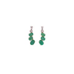 2.65 Carat Emerald & Diamond Earnings Set in 18k Gold