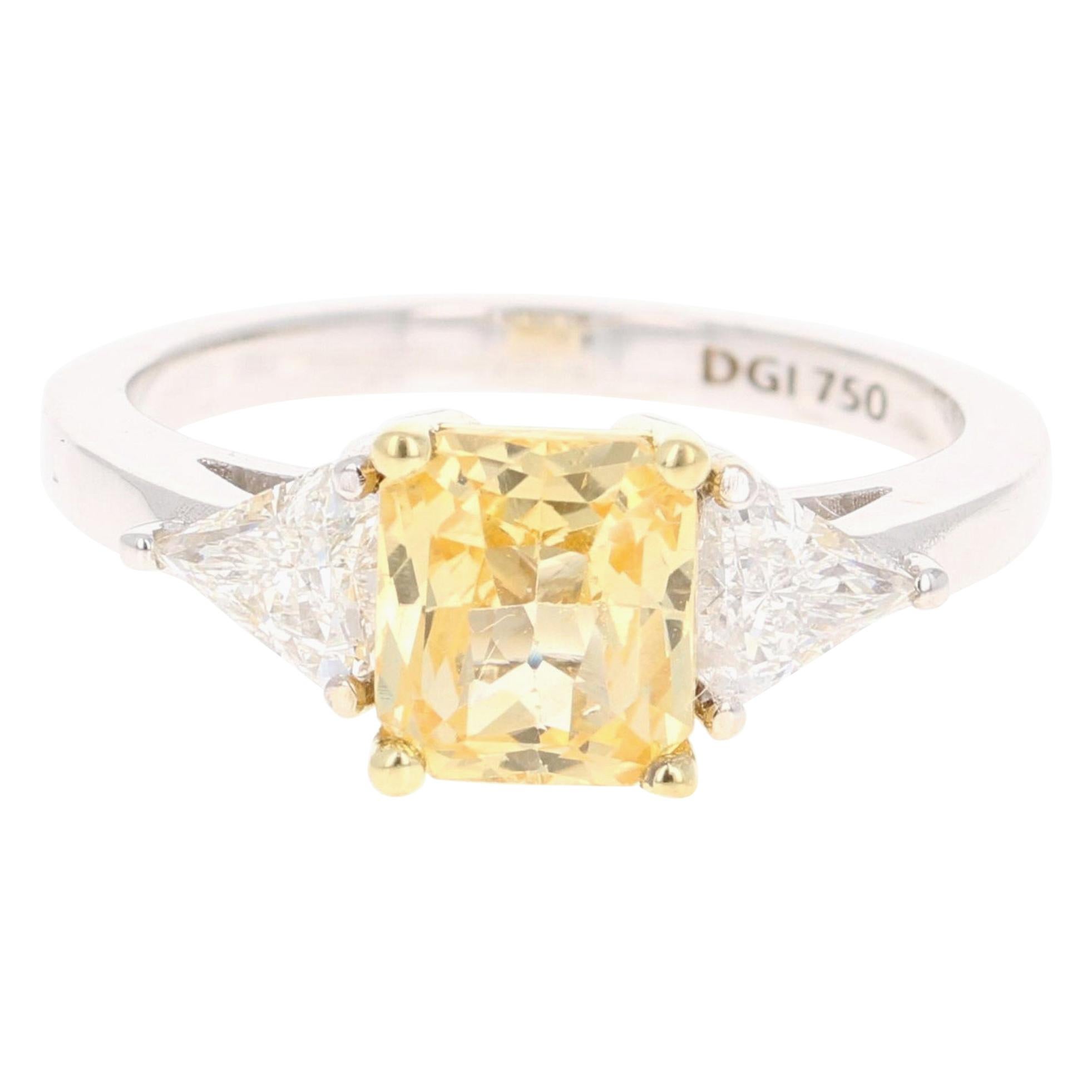 2.65 Carat GIA Certified Yellow Sapphire and Diamond 18 Karat White Gold Ring