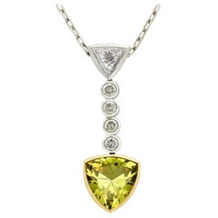 2.65 Carat Green Sapphire and 1.30 Carat Diamond White Gold Pendant