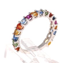 Multi-Color Sapphire White Gold Stackable Band