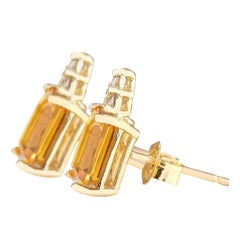 Citrine Diamond Earrings In 14 Karat Yellow Gold