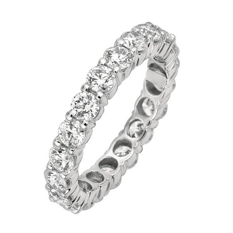 Contemporary 2.65 Carat Natural Diamond Eternity Band Ring G SI 18 Karat White Gold 20 For Sale