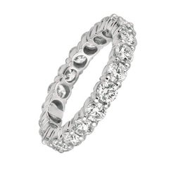 2.65 Carat Natural Diamond Eternity Band Ring G SI 18 Karat White Gold 20