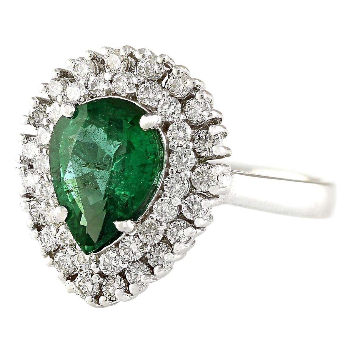 2.65 Carat Natural Emerald 14 Karat White Gold Diamond Ring
Stamped: 14K White Gold
Total Ring Weight: 5.9 Gram
Total Natural Emerald Weight is 1.85 Carat (Measures: 10.00x8.00 mm)
Color: Green
Total Natural Diamond Weight is 0.80 Carat
Color: F-G,