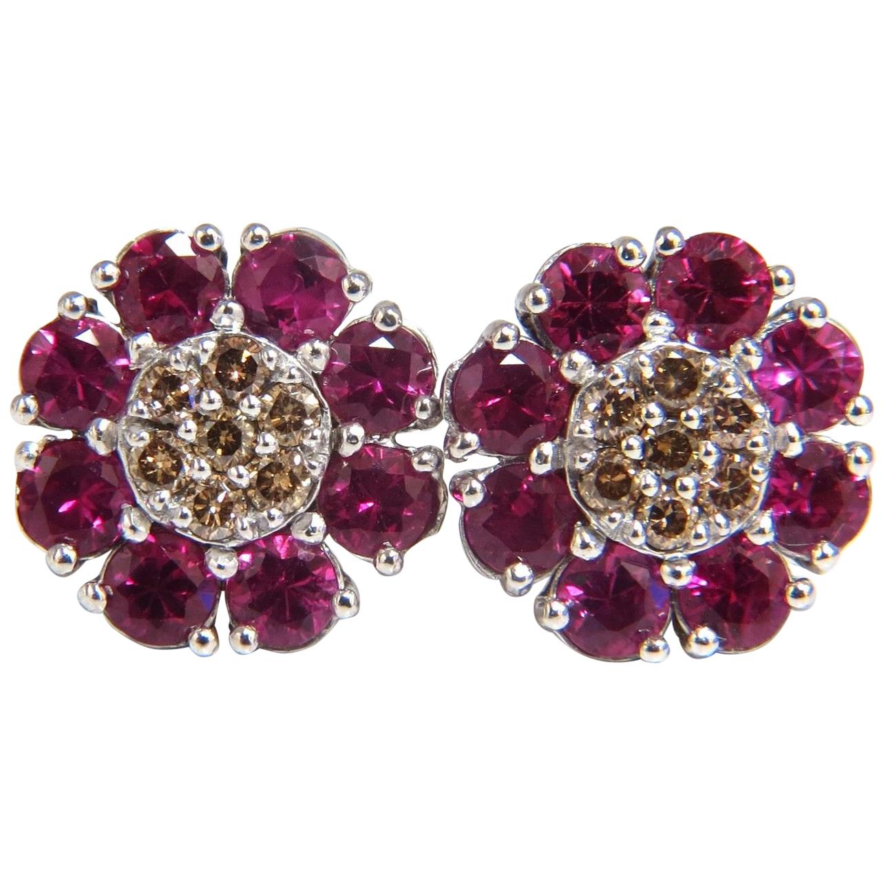 2,65 Karat natürliche Fancy-Color-Diamanten, Rubin-Cluster-Ohrringe, 14 Karat*