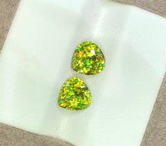 2.65 Carat Natural Green Fire Sphene (Titanite) Pear Cut Loose Gemstones Pair