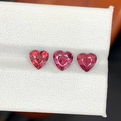 2.65 Carat Natural Loose 3 Piece Heart Shaped Garnet Set African Gemstones