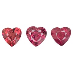 2.65 Carat Natural Loose 3 Piece Heart Shaped Garnet Set African Gemstones