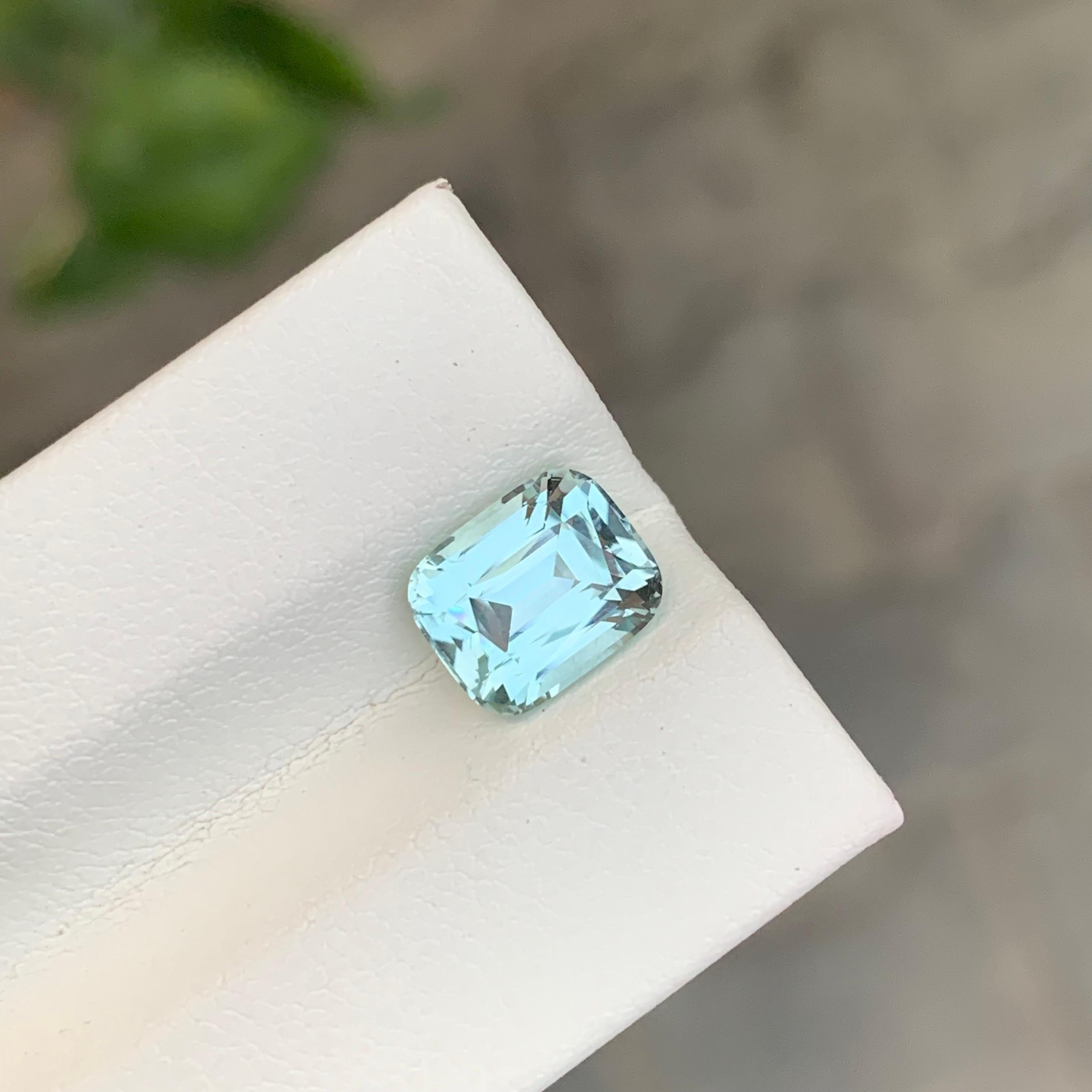 Arts and Crafts 2.65 Carat Natural Loose Aquamarine Cushion Shape Gemstone For Sale