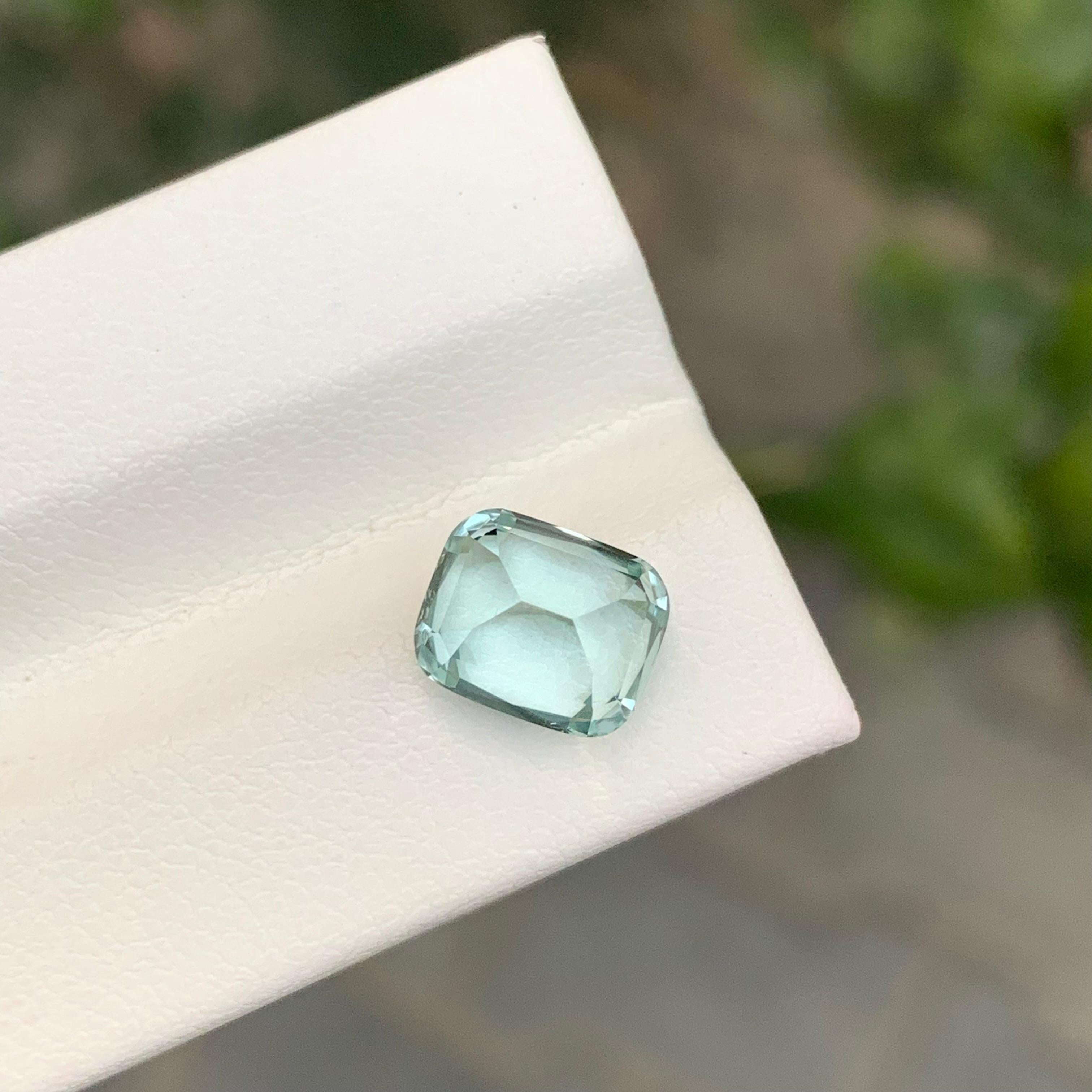 Women's or Men's 2.65 Carat Natural Loose Aquamarine Cushion Shape Gemstone For Sale