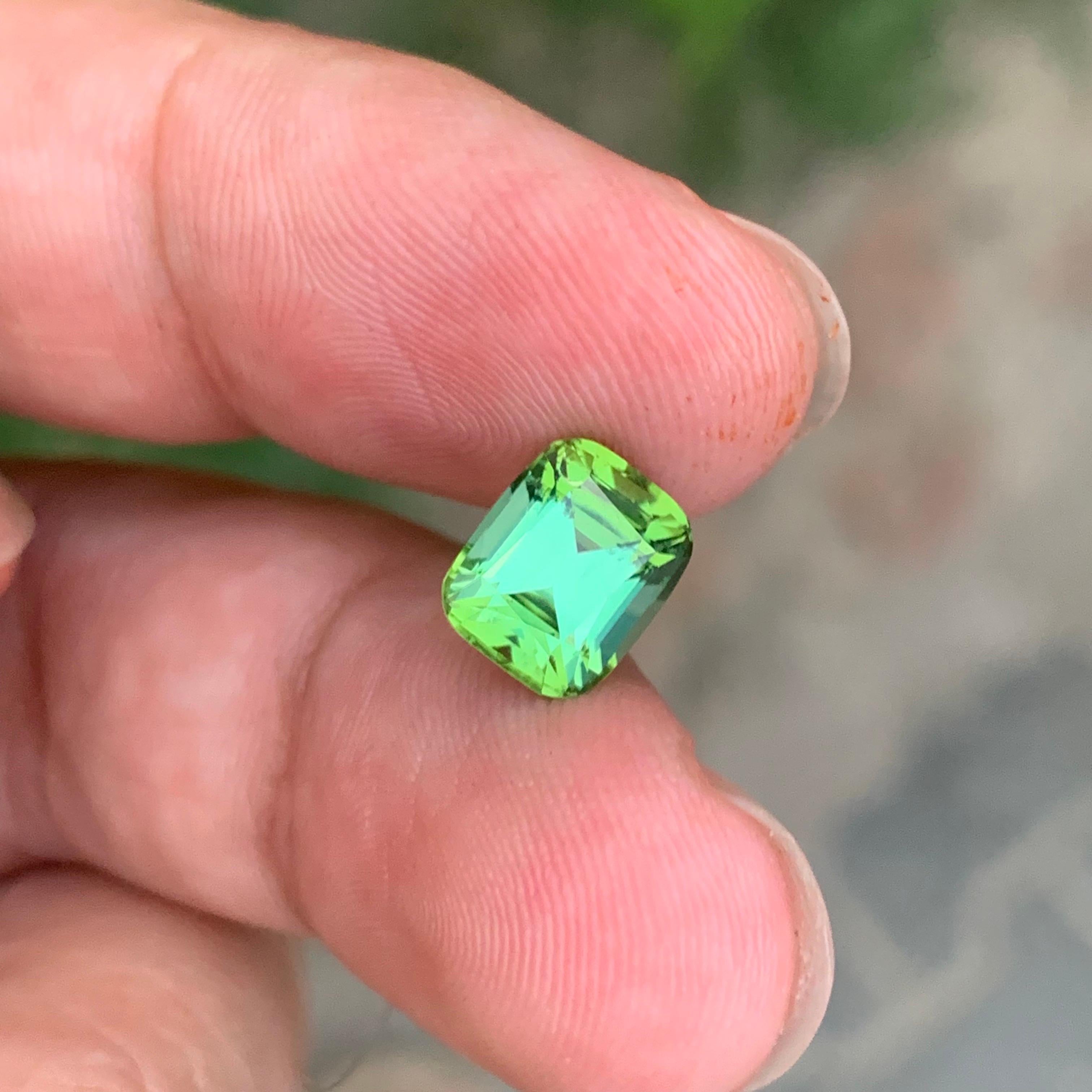 2.65 Carat Natural Loose Blue Green Tourmaline Cushion Shape Gemstone (Tourmaline bleue verte en forme de coussin) en vente 5