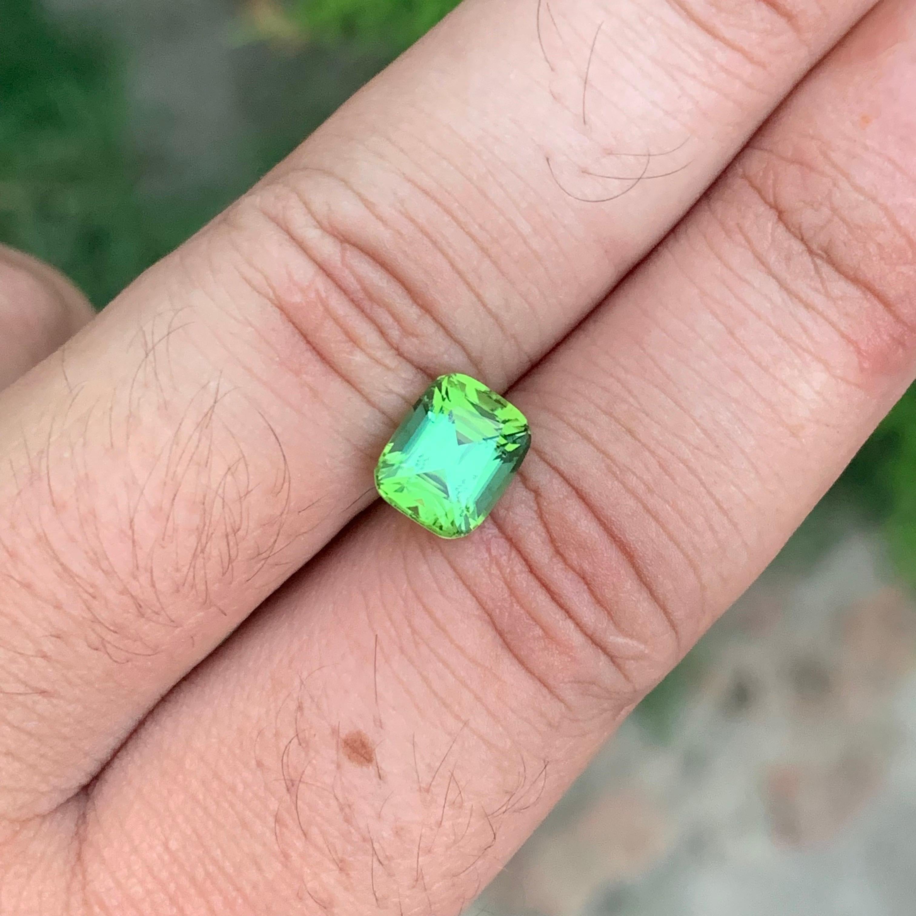 Arts and Crafts 2.65 Carat Natural Loose Blue Green Tourmaline Cushion Shape Gemstone (Tourmaline bleue verte en forme de coussin) en vente