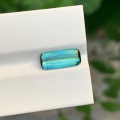2.65 Carat Natural Loose Bluish Green Tourmaline Long Cushion Shape Gemstone