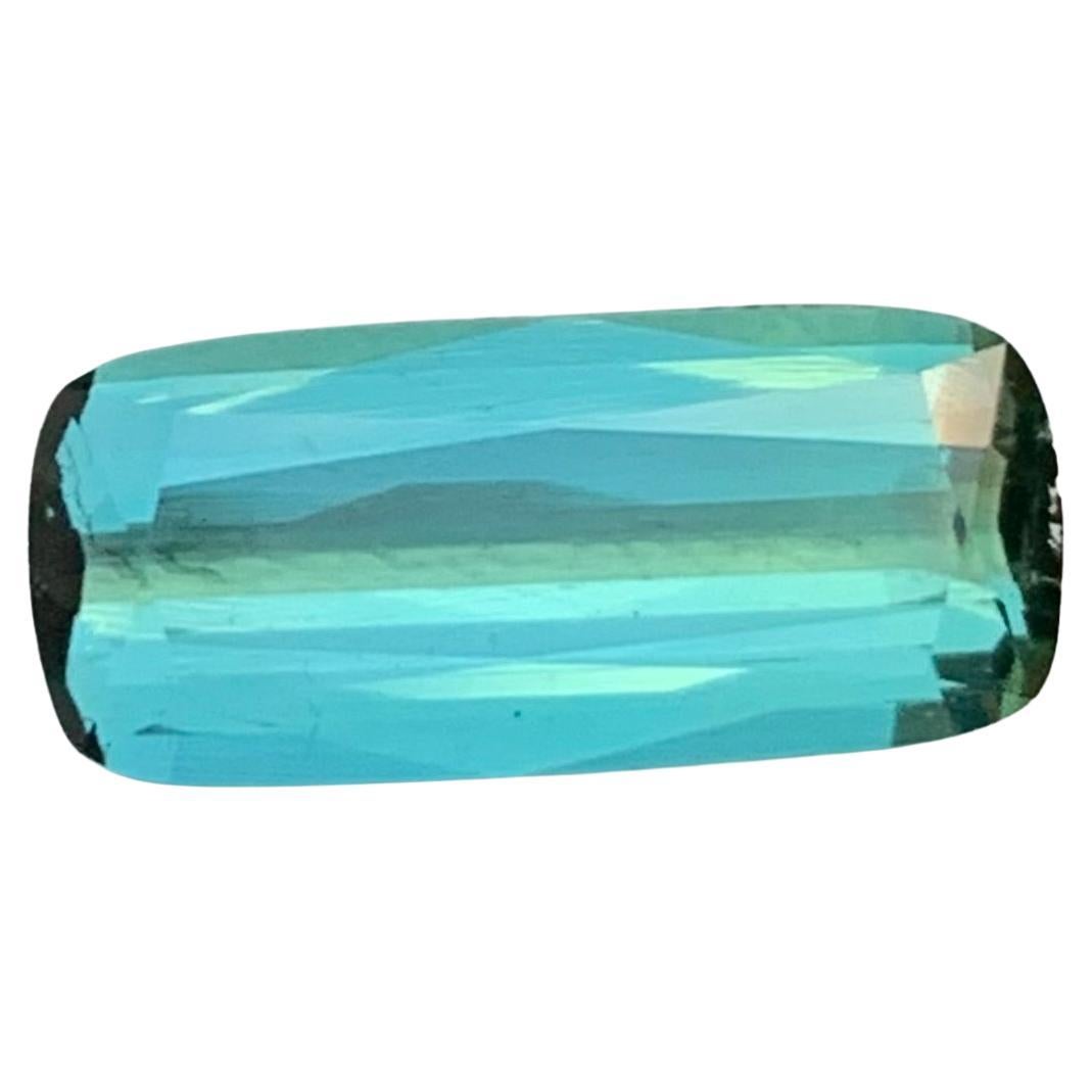 2.65 Carat Natural Loose Bluish Green Tourmaline Long Cushion Shape Gemstone