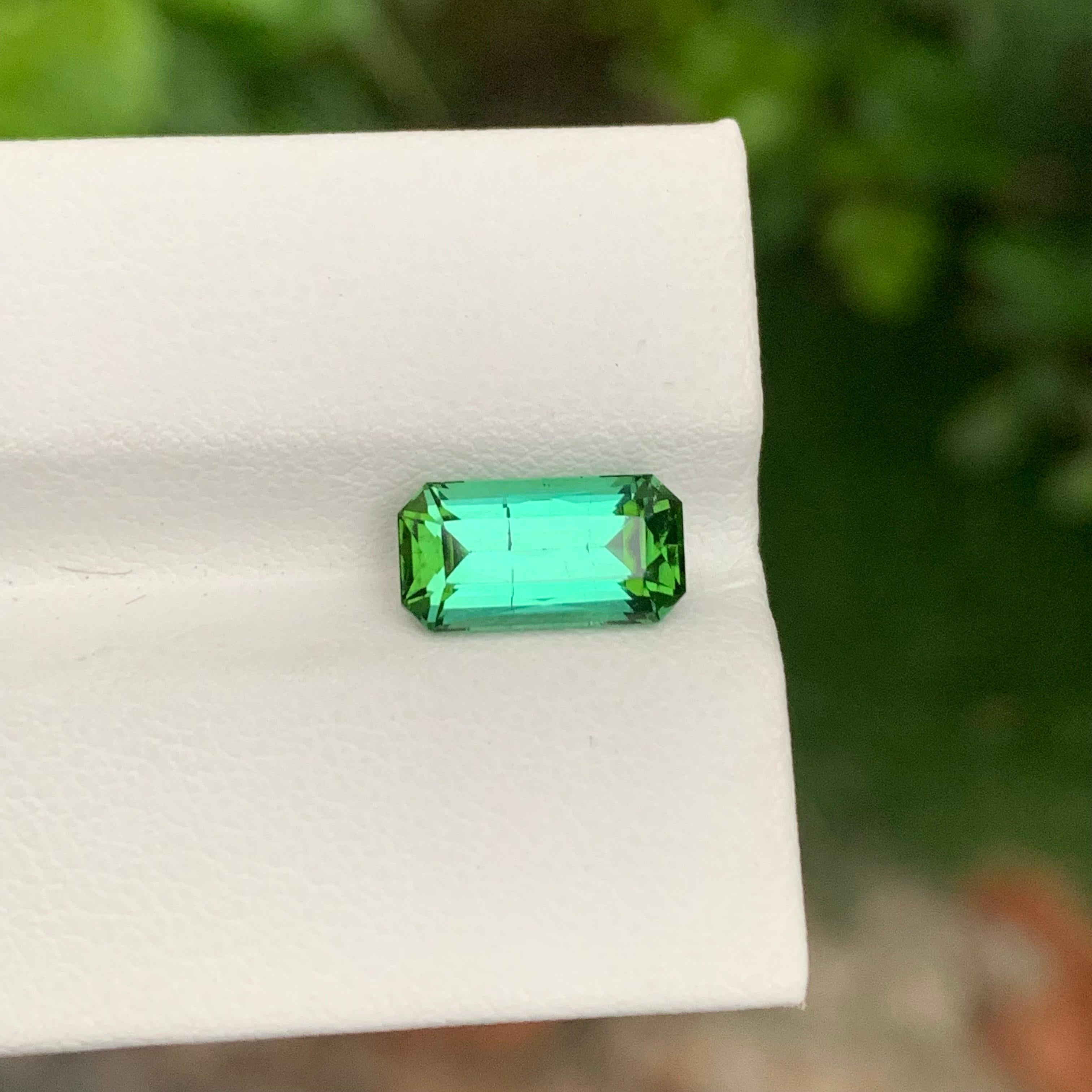 2.65 Carat Natural Loose Bright Green Tourmaline Emerald Shape Gem For Jewellery For Sale 5