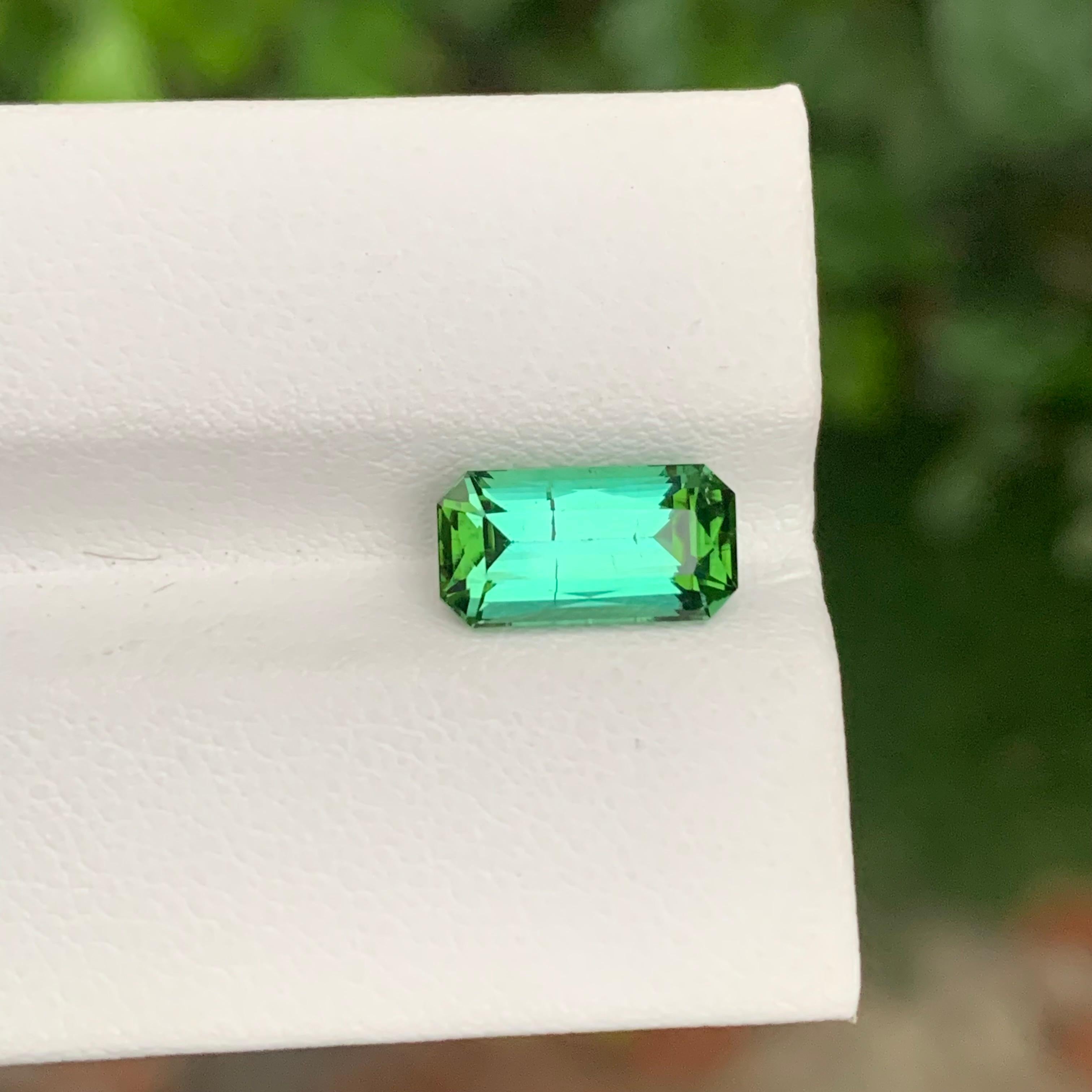 Arts and Crafts 2.65 Carat Natural Loose Bright Green Tourmaline Emerald Shape Gem For Jewellery For Sale