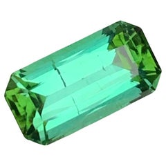 2.65 Carat Natural Loose Bright Green Tourmaline Emerald Shape Gem For Jewellery