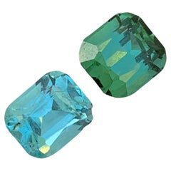 2.65 Carat Natural Loose Green And Seafoam Tourmaline Cushion Shape Gemstone