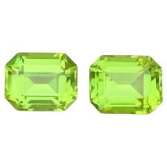 2.65 Carat Natural Loose Green Peridot Pair Emerald Cut Pakistani Gemstone