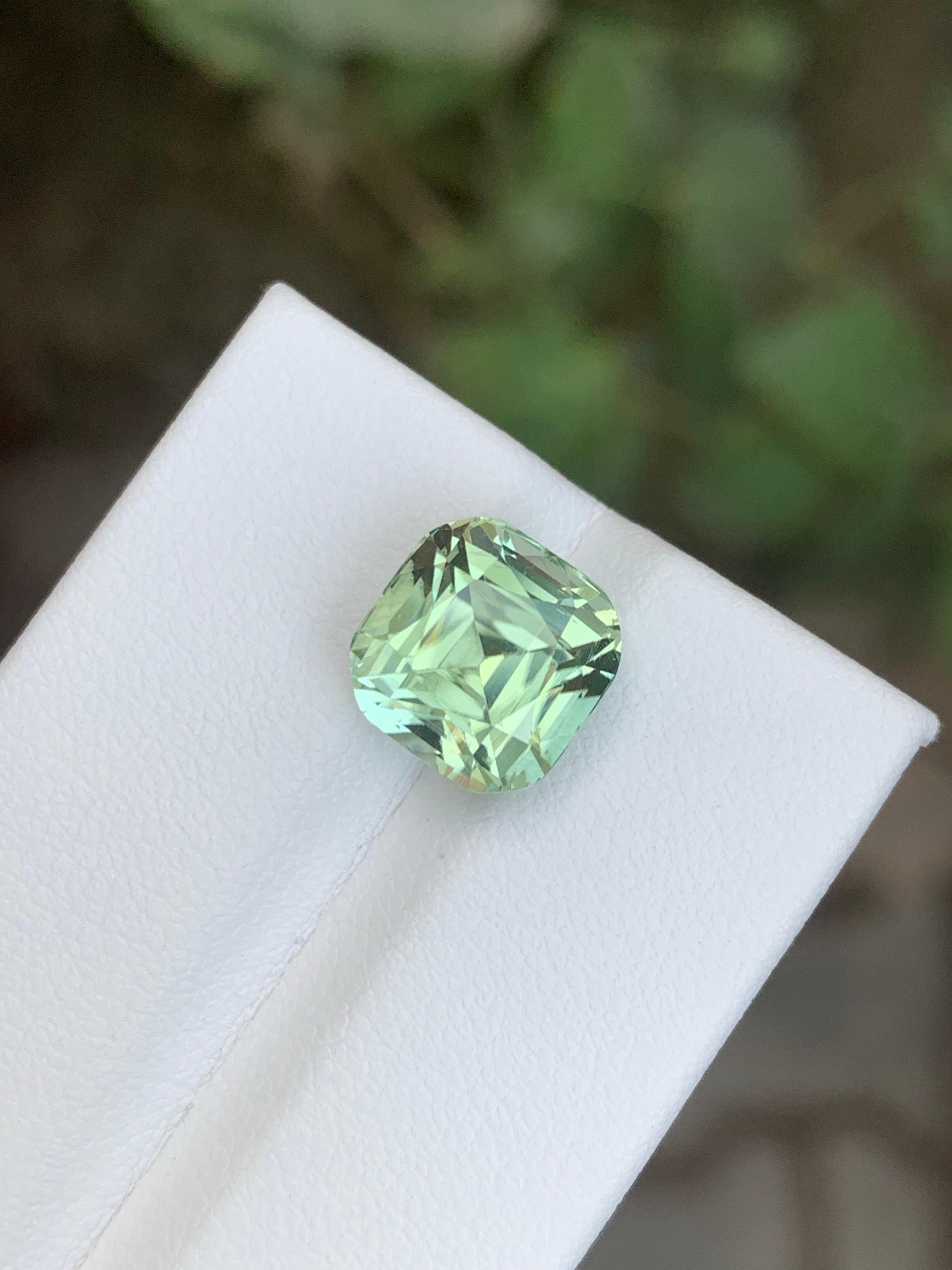 2.65 Carat Natural Loose Mint Green Tourmaline Cushion Cut Gemstone For Sale 7