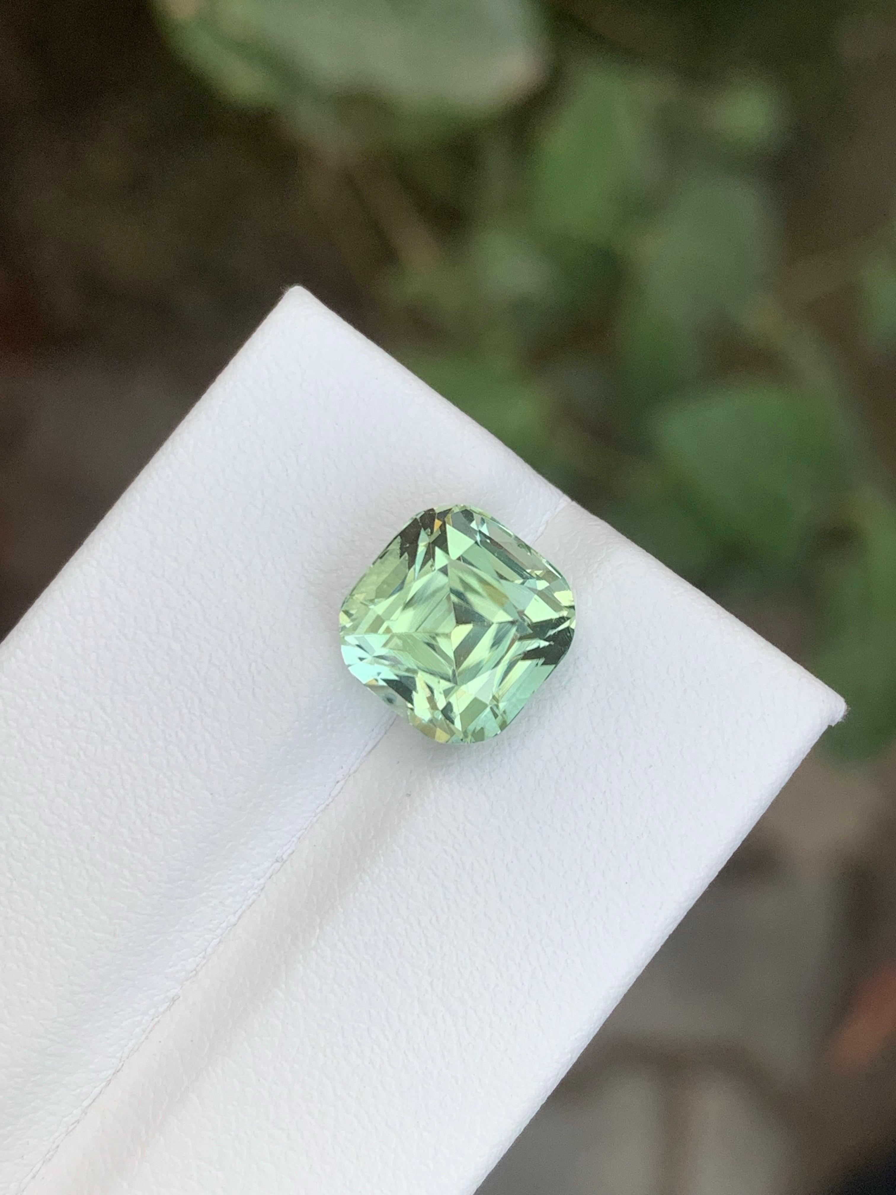 2.65 Carat Natural Loose Mint Green Tourmaline Cushion Cut Gemstone For Sale 9