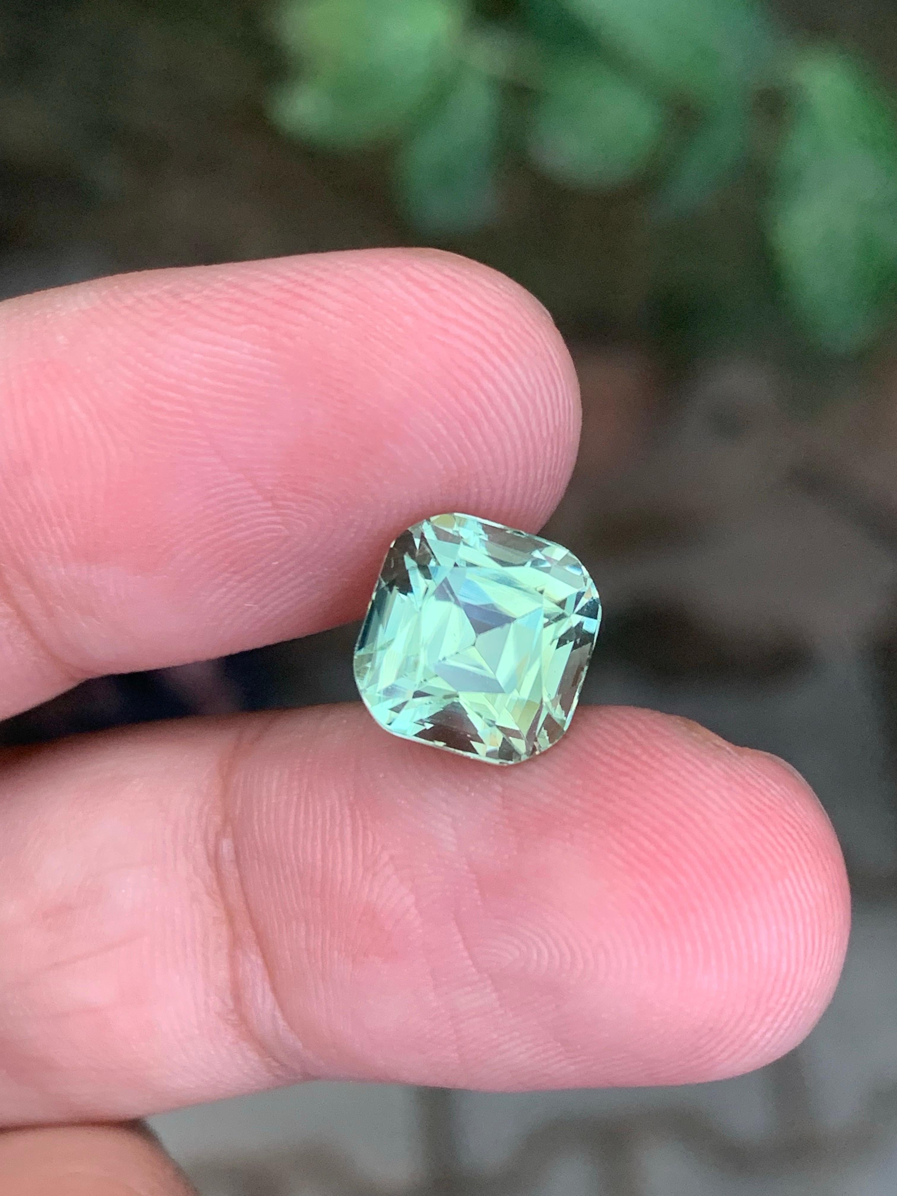 2.65 Carat Natural Loose Mint Green Tourmaline Cushion Cut Gemstone For Sale 10