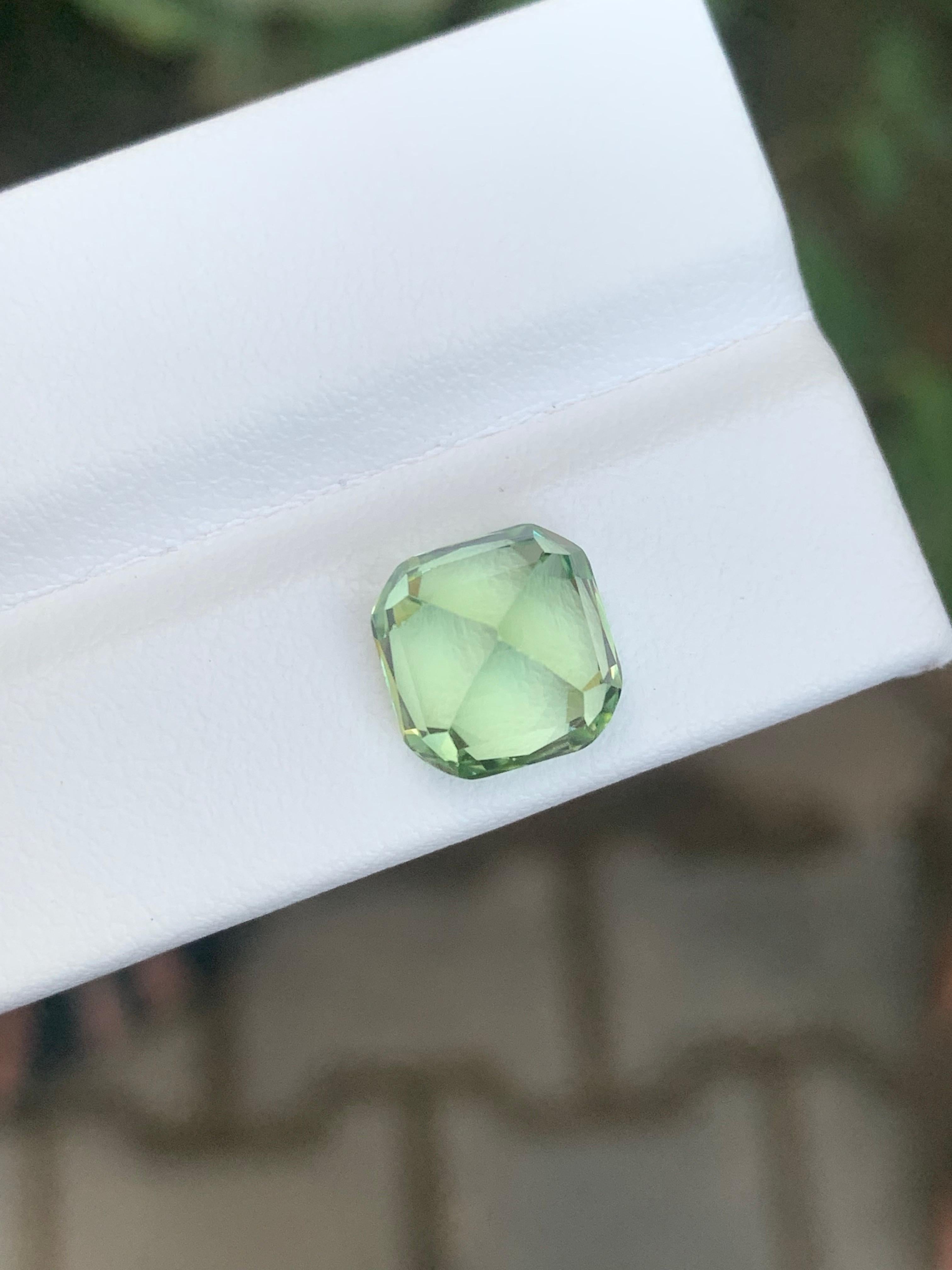 2.65 Carat Natural Loose Mint Green Tourmaline Cushion Cut Gemstone For Sale 2