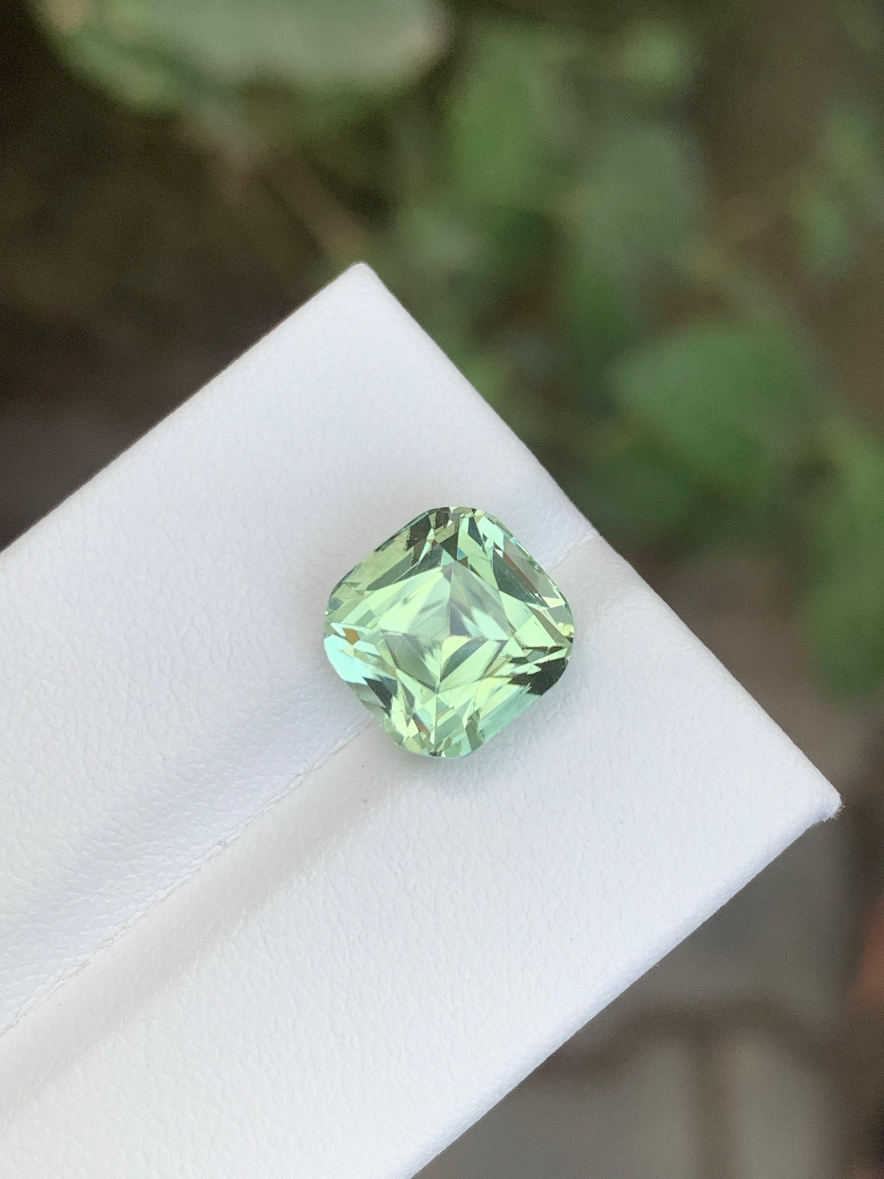 2.65 Carat Natural Loose Mint Green Tourmaline Cushion Cut Gemstone For Sale 3