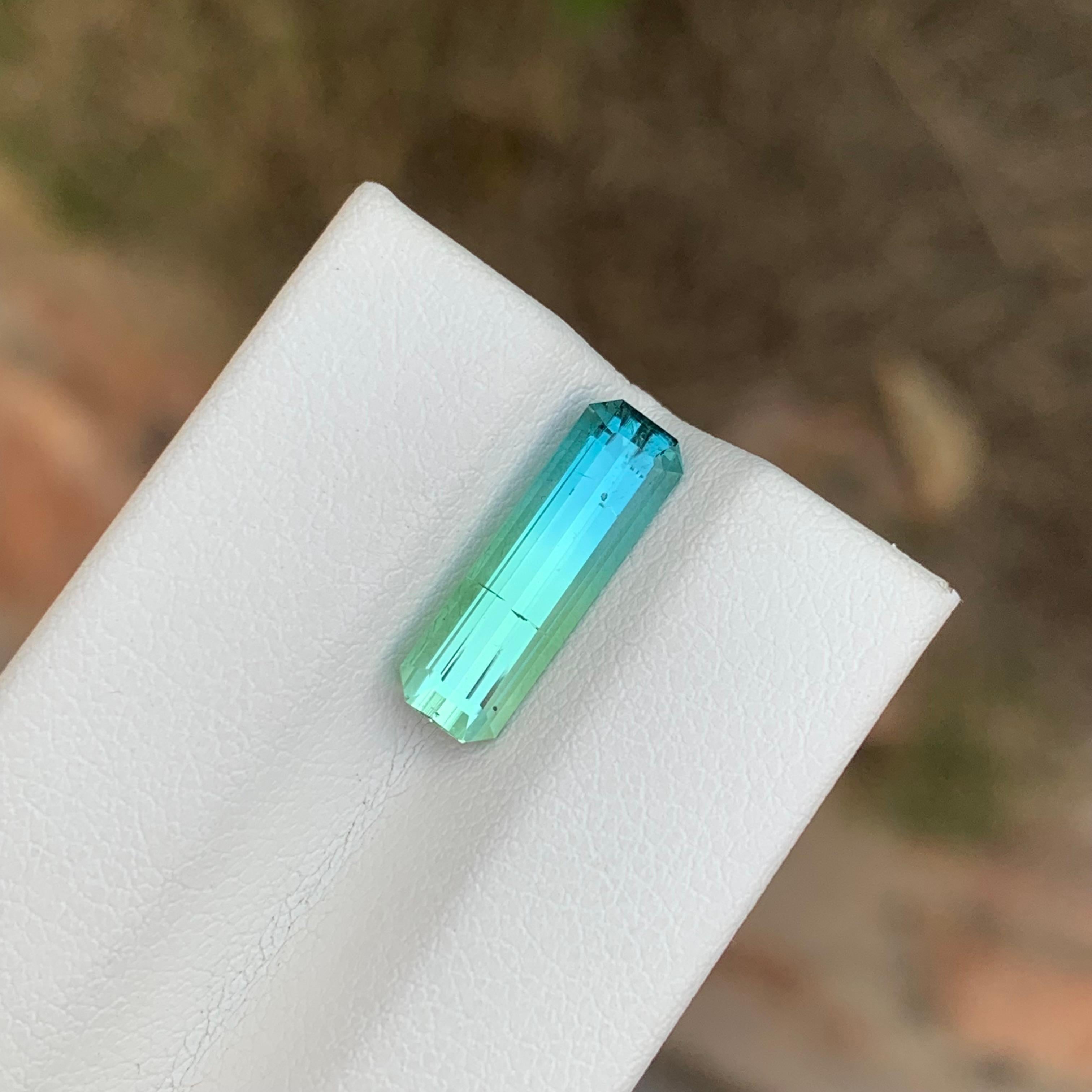 2.65 Carat Natural Loose Parti Tourmaline Emerald Shape Gemstone For Sale 4