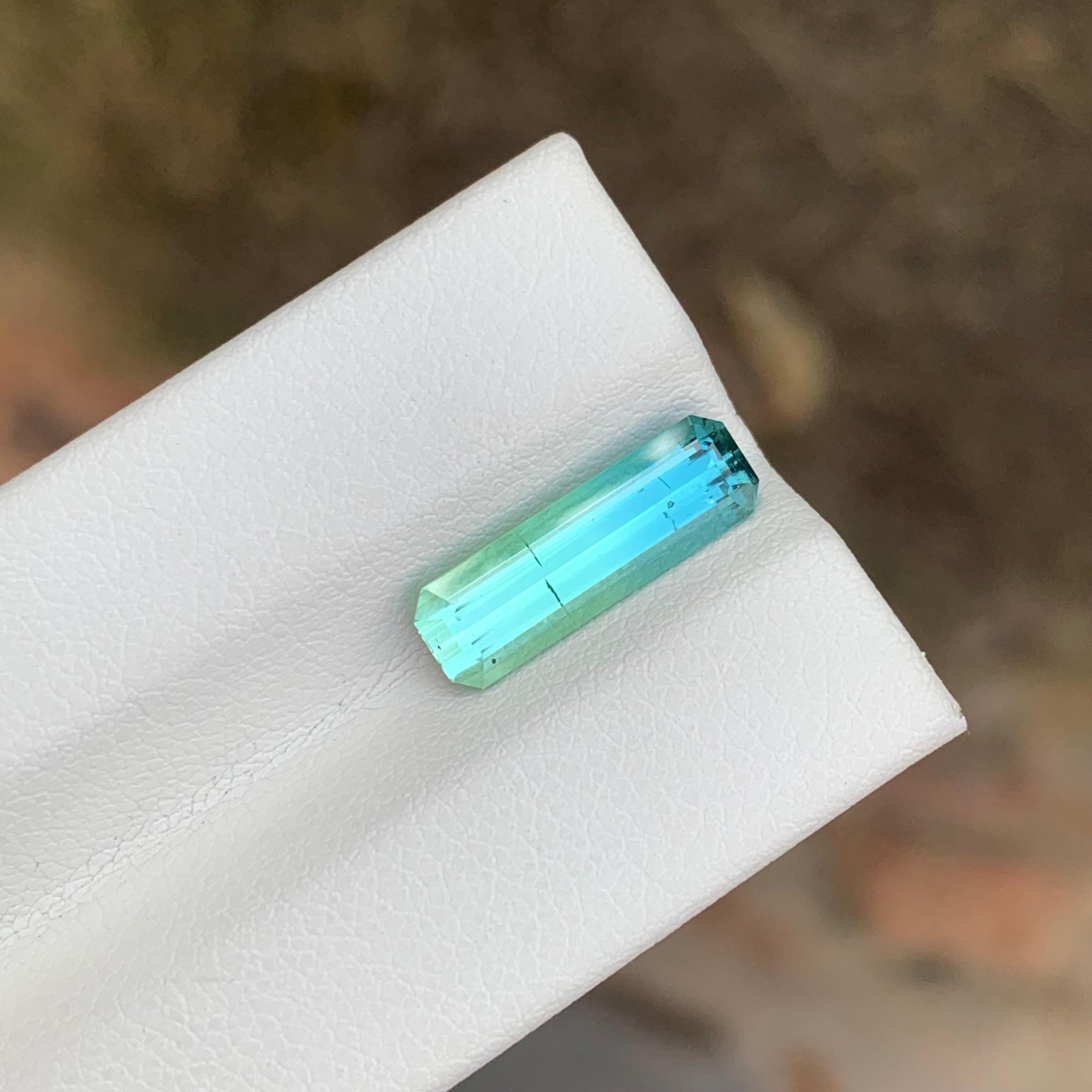 2.65 Carat Natural Loose Parti Tourmaline Emerald Shape Gemstone For Sale 5