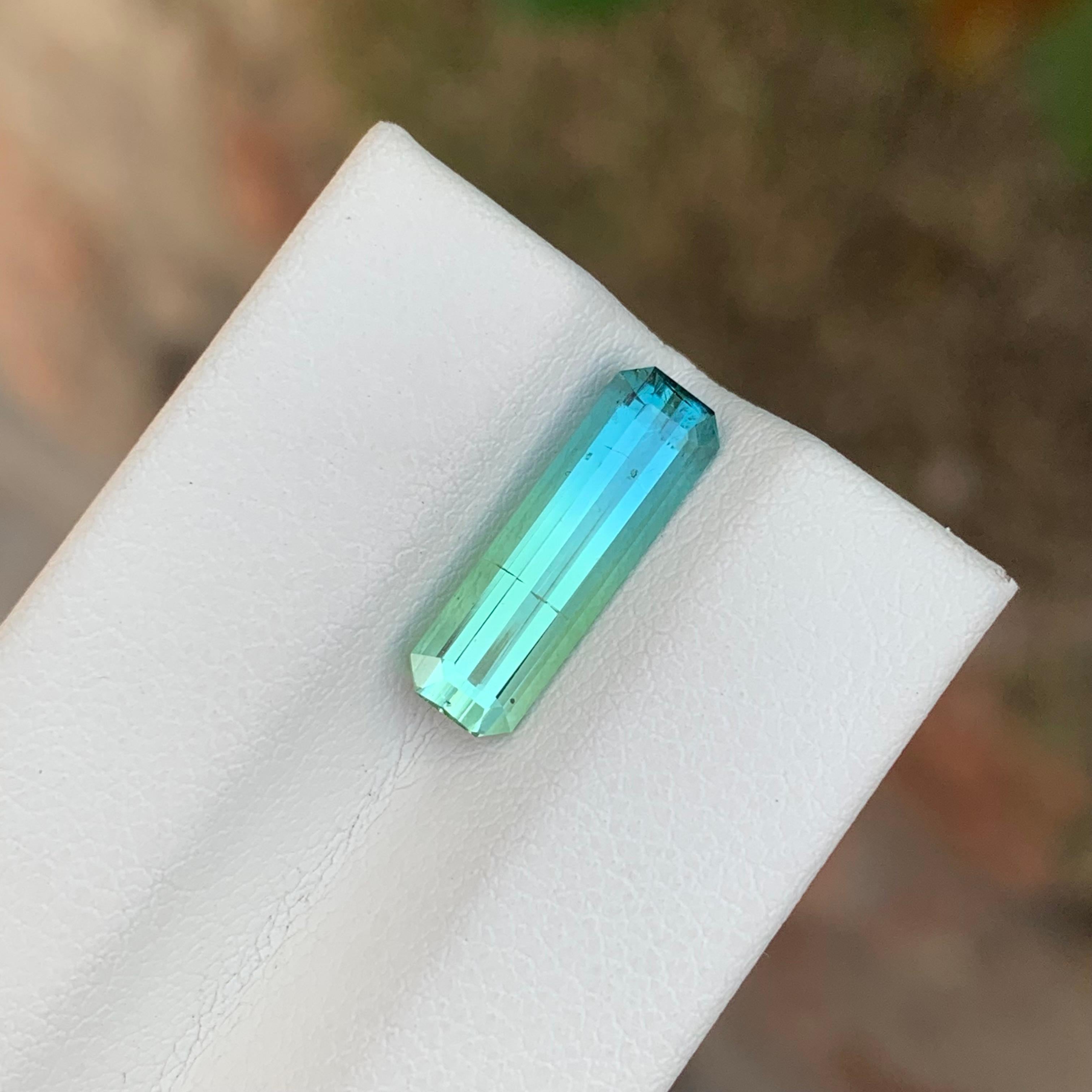 Emerald Cut 2.65 Carat Natural Loose Parti Tourmaline Emerald Shape Gemstone For Sale