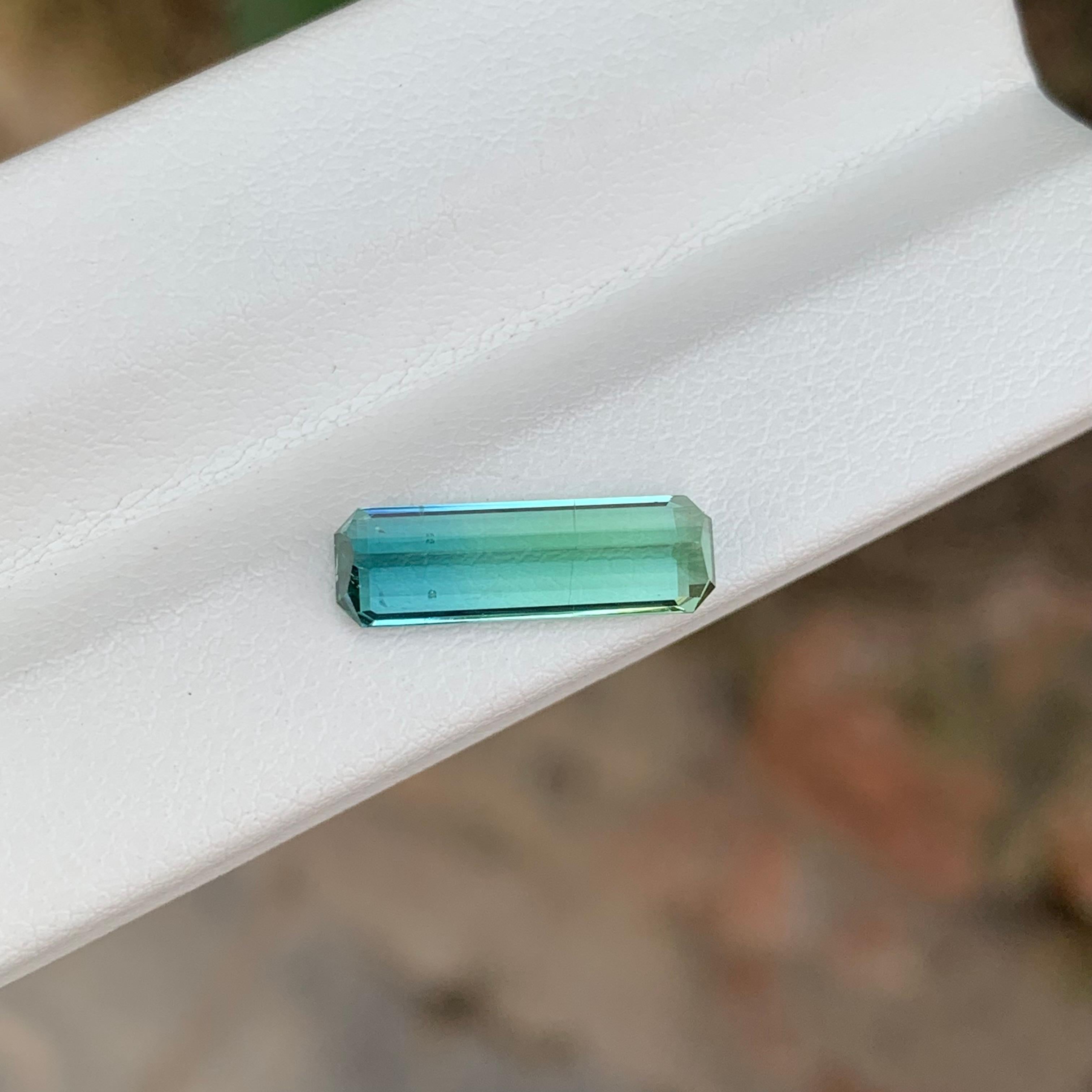 Women's or Men's 2.65 Carat Natural Loose Parti Tourmaline Emerald Shape Gemstone For Sale