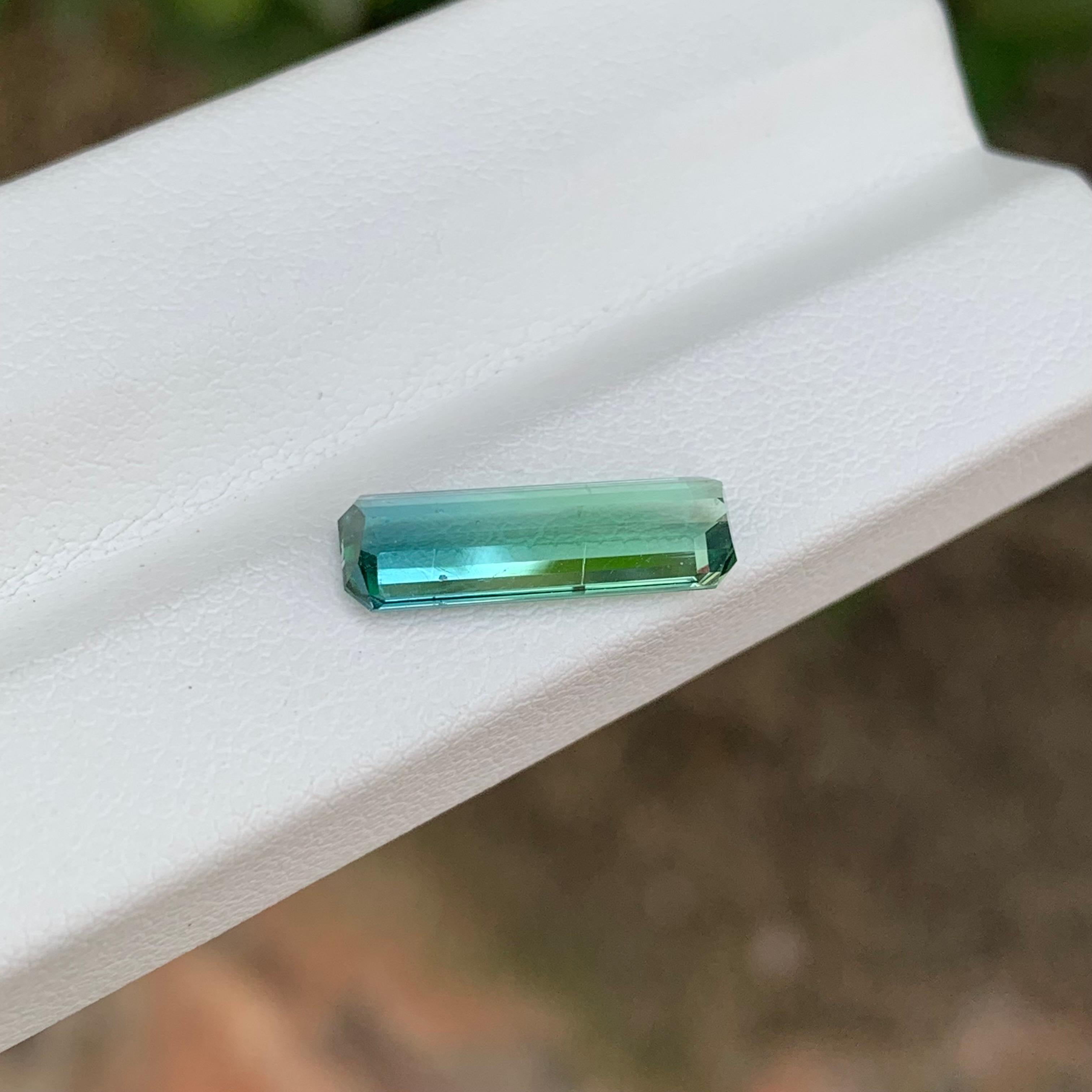 2.65 Carat Natural Loose Parti Tourmaline Emerald Shape Gemstone For Sale 1