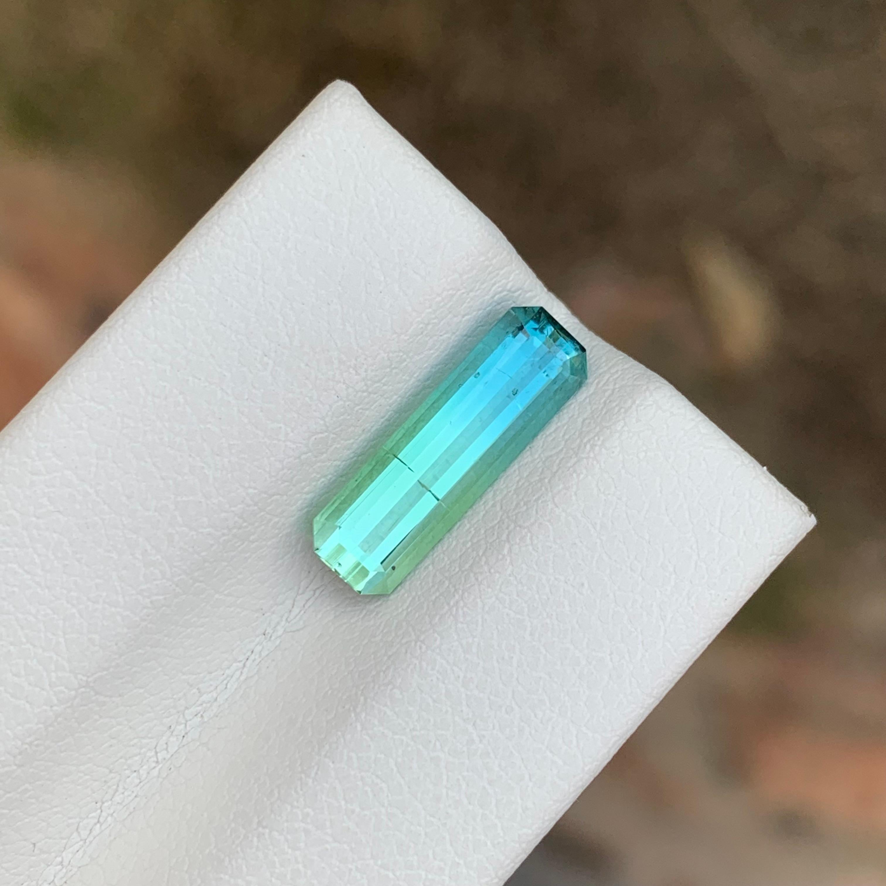 2.65 Carat Natural Loose Parti Tourmaline Emerald Shape Gemstone For Sale 3