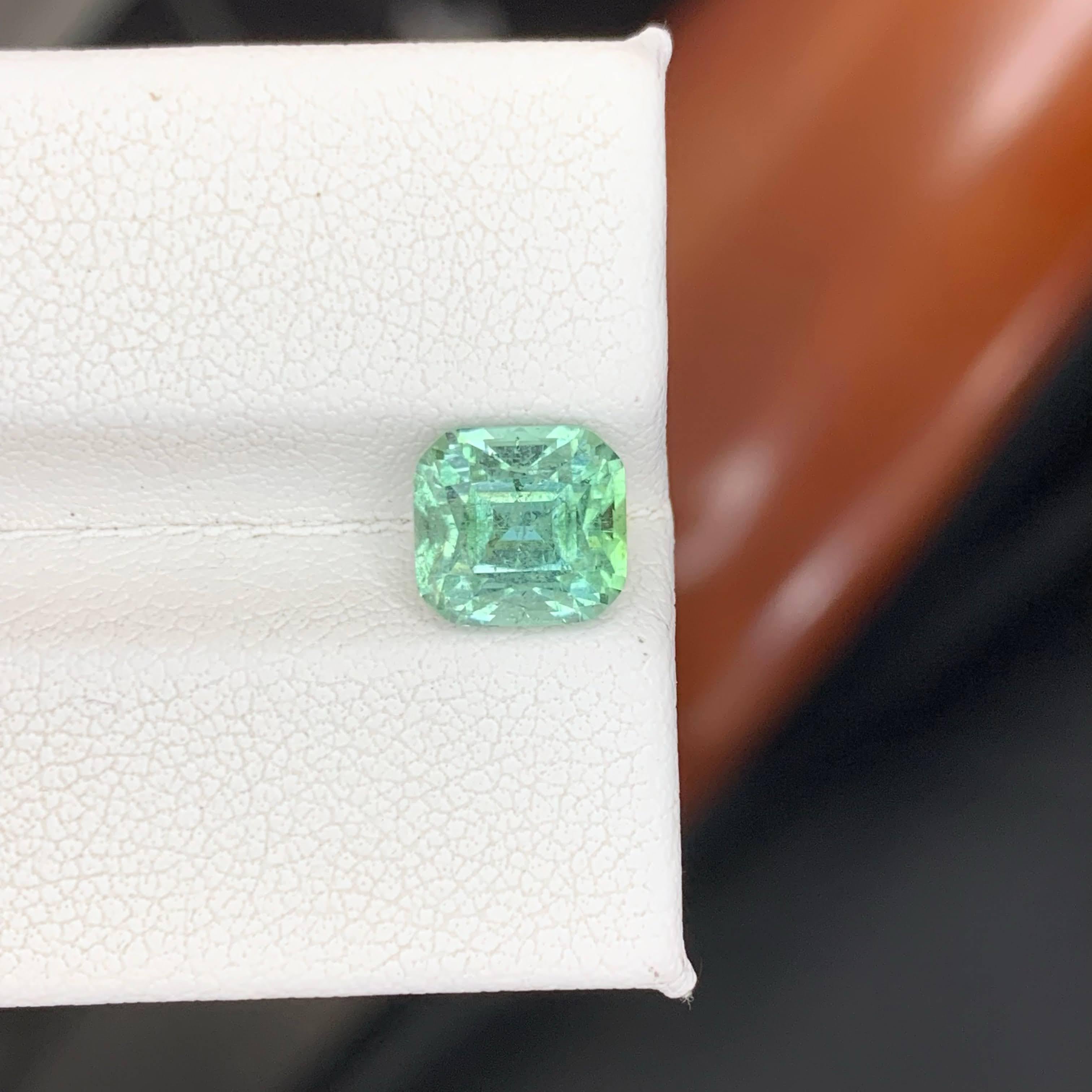 2.65 Carat Natural Loose Sea Foam Color Tourmaline Cushion Cut Afghan Gemstone (pierre précieuse afghane) en vente 3