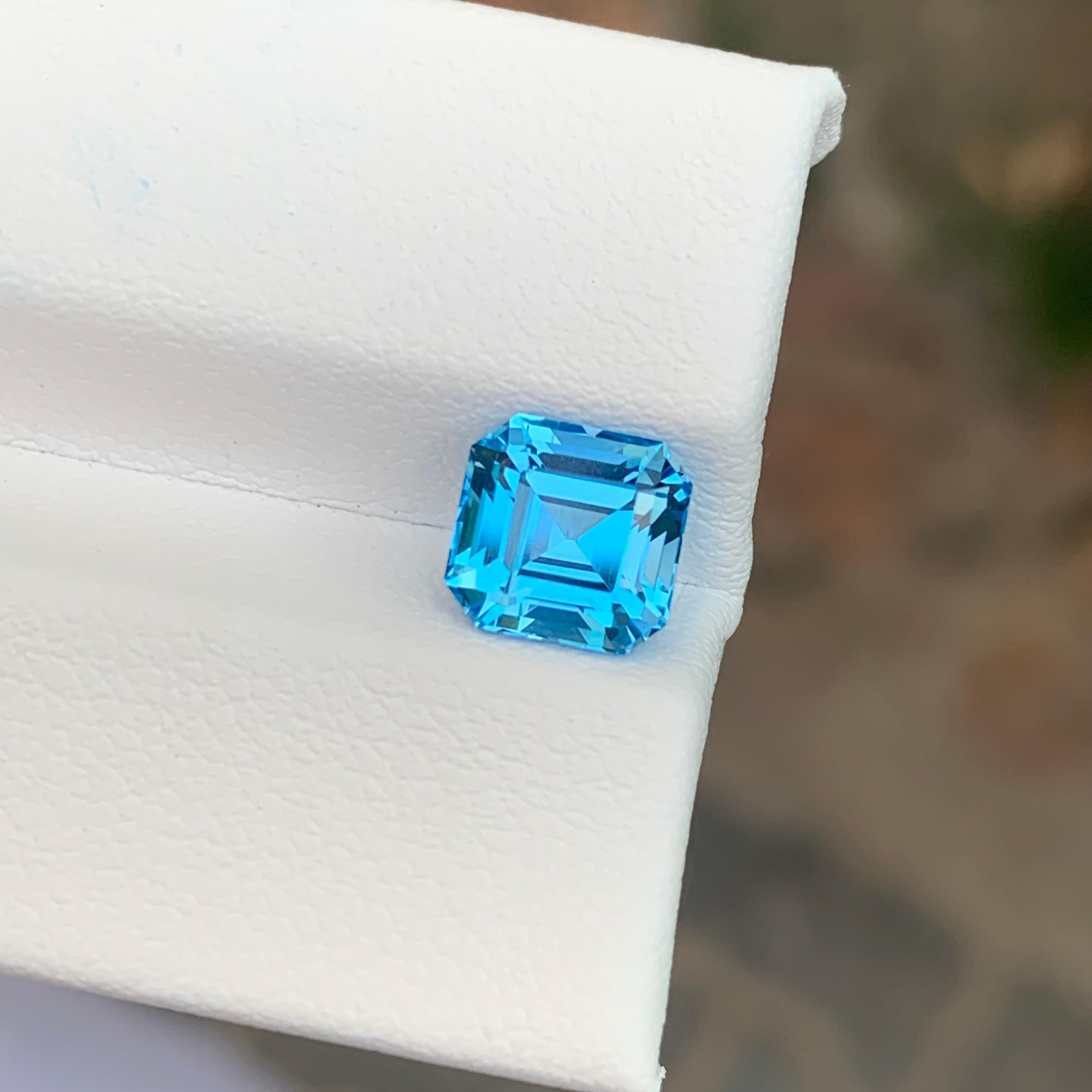 2,65 Karat Natürlicher loser Schweizer Blautopas Edelstein (Asscher-Schliff) im Angebot
