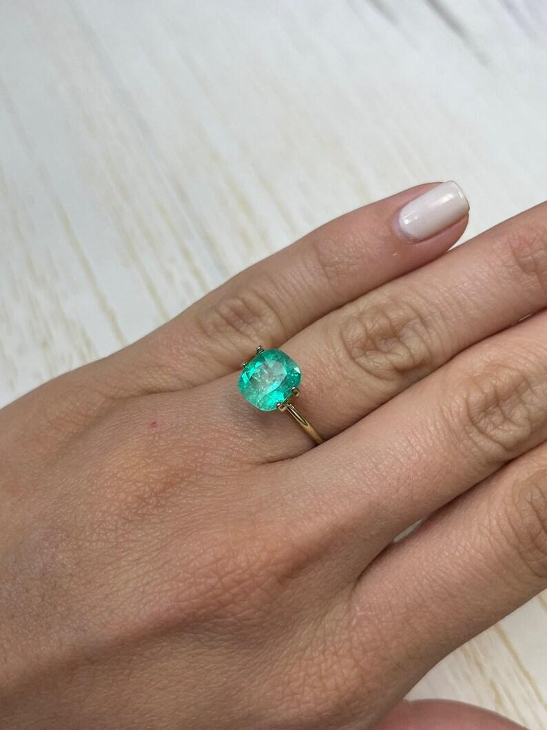 2.65 Carat Pastel Green Colombian Emerald - Elongated Cushion Cut Genuine Gem For Sale 4