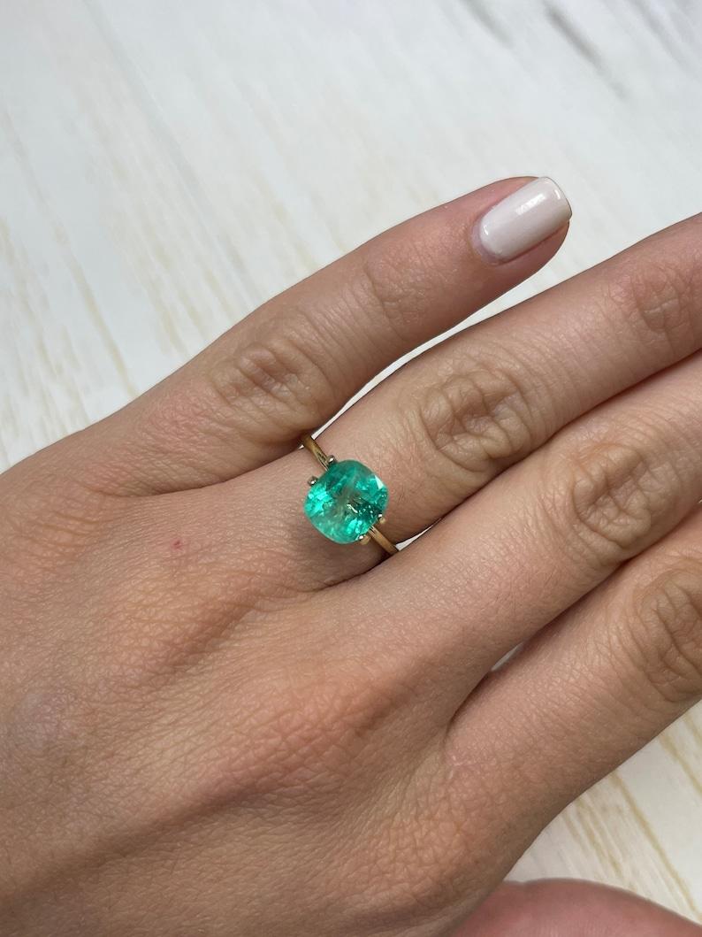 2.65 Carat Pastel Green Colombian Emerald - Elongated Cushion Cut Genuine Gem For Sale 3
