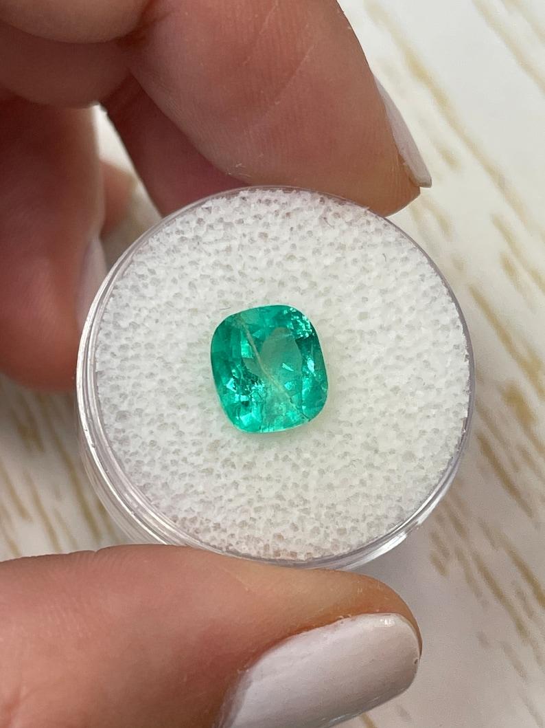 2.65 Carat Pastel Green Colombian Emerald - Elongated Cushion Cut Genuine Gem In New Condition For Sale In Jupiter, FL