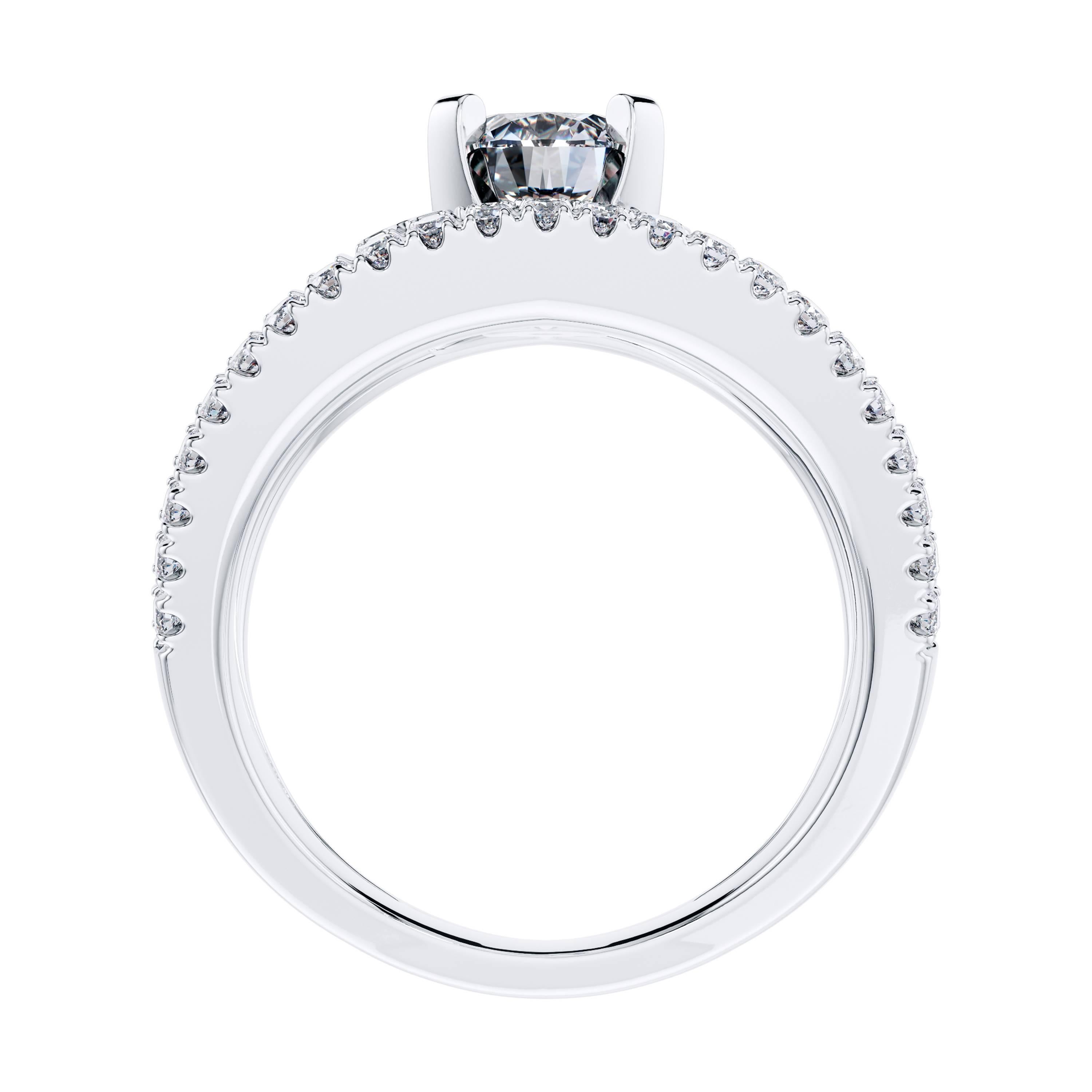 Modern 2.65 Carat Round Brilliant Diamond 18 KT White Gold Cross Over Engagement Ring  For Sale