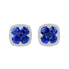 2.65 Carat Sapphire and 0.26 Carat Diamond Stud Earrings