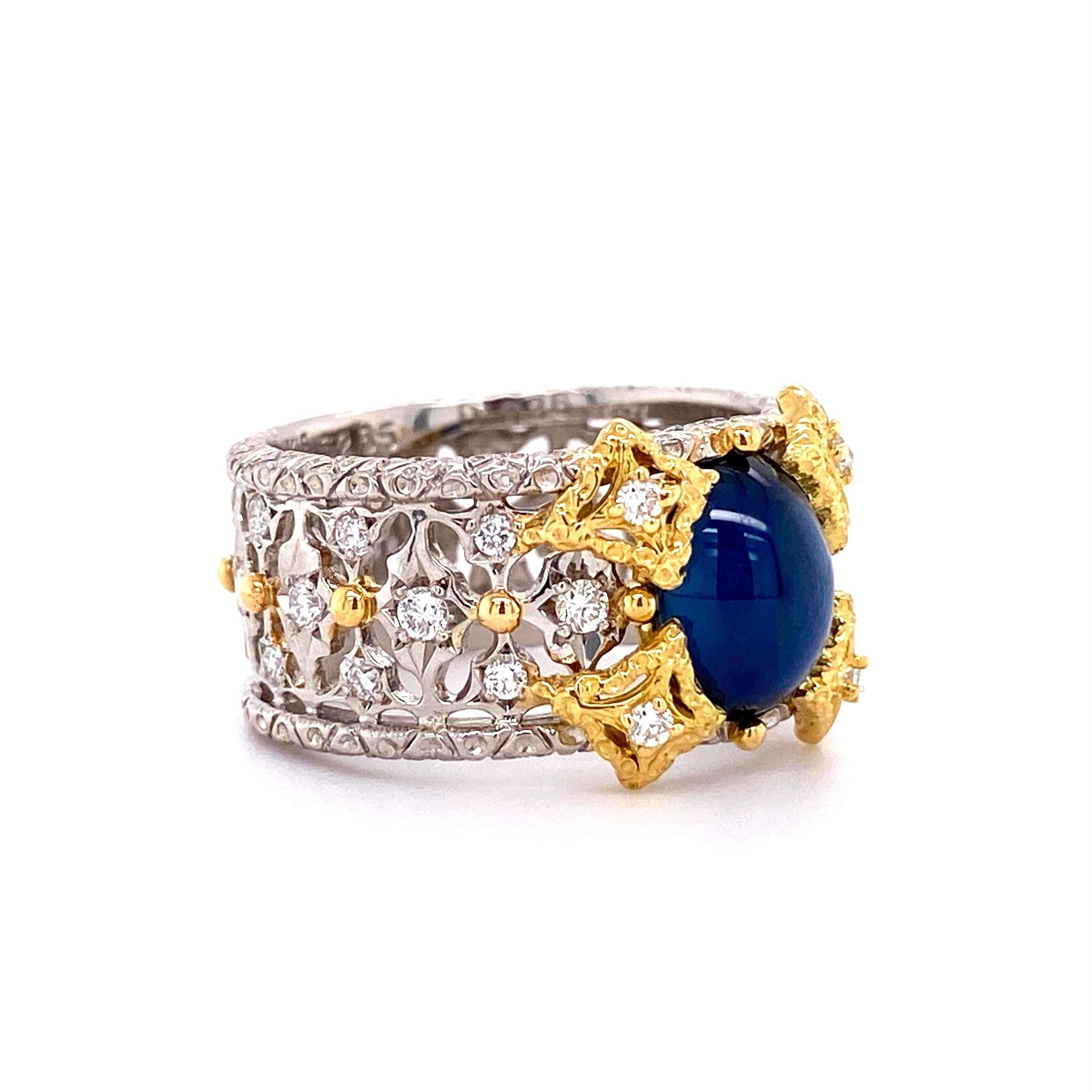 Contemporary 2.65 Carat Sapphire and Diamond Platinum Cocktail Band Ring Estate Fine Jewelry For Sale