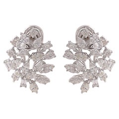 2.65 Carat SI Clarity HI Color Diamond Leaf Stud Earrings 14k White Gold Jewelry