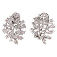 2.65 Carat SI Clarity HI Color Diamond Leaf Stud Earrings 18k White Gold Jewelry