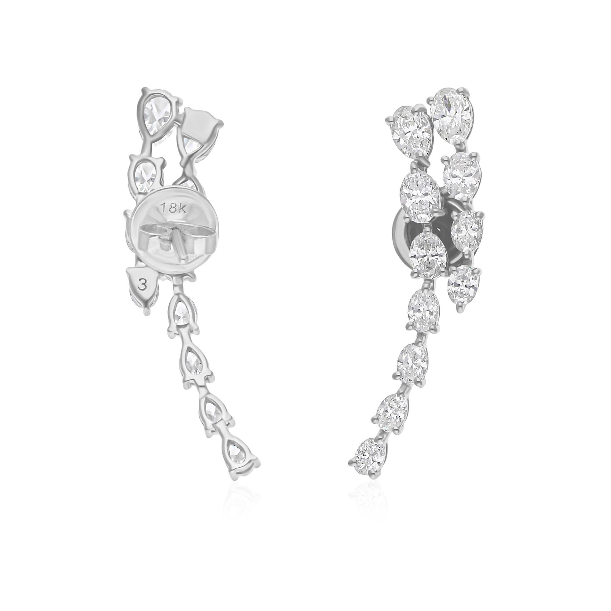 Orecchini con diamanti naturali da 2,65 carati SI/H in oro bianco 14 carati Gioielli In condizioni Nuovo in vendita a Diera, Dubai