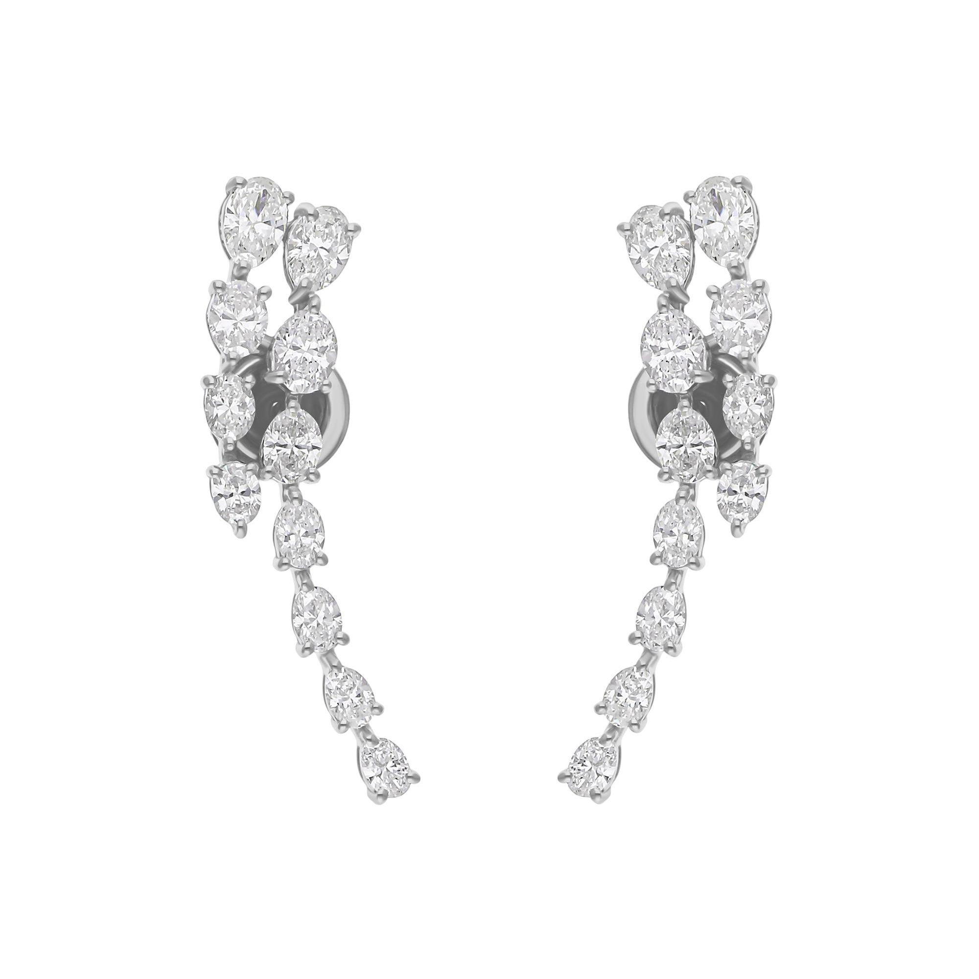 Pendientes de oro blanco de 14k con diamantes naturales SI/H de 2,65 quilates Joyas